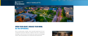 Marquette University About Marquette landing page